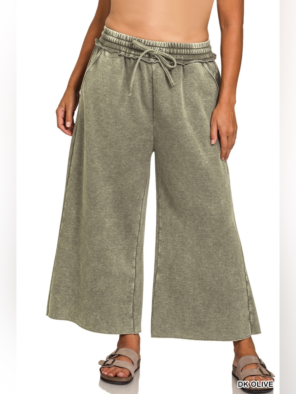 Zenana PLUS ACID WASH FLEECE SWEATPANTS WITH POCKETS